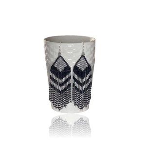Fabulous Silver & Black Fringe Earrings
